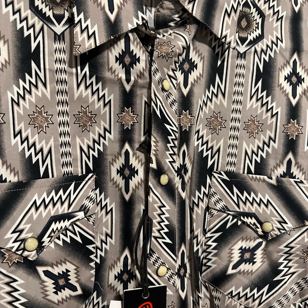 Rock & Roll Denim Southwestern Long Sleeve Pearl Snap Stretch Western Shirt XL - Picture 8 of 8